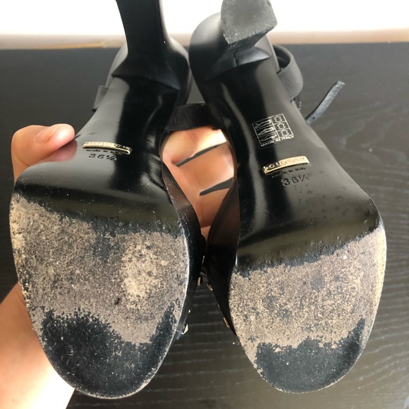 Gucci Malaga Kid studded silver, black platform sandals. Size 36.5 Made in Italy - Picture 8 of 9